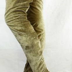 ATHENA Boots M335 Mocha Velvet Scroll Thigh High Pointed Toe Boot