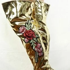 ATHENA M4812 Gold Metallic Applique Over-the-knee Boot