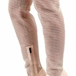 ATHENA M484 Cream Mesh Thigh High Stiletto Boot Boots