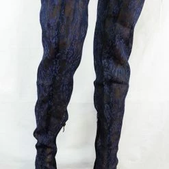 ATHENA M487 Blue Lace Shaft Thigh High Pointed Toe Boot