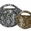 HANDBAG REPUBLIC Cora79 Black Mustard Snake Print Circle Women's Two Piece Handbag Set