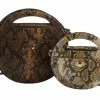 HANDBAG REPUBLIC Cora79 Brown Mustard Snake Print Circle Women's Two Piece Handbag Set