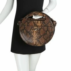 HANDBAG REPUBLIC Cora79 Brown Mustard Snake Print Circle Women's Two Piece Handbag Set