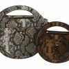 HANDBAG REPUBLIC Accessories Cora79 Stone Brown Snake Print Circle Women's Two Piece Handbag Set