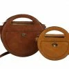 HANDBAG REPUBLIC Vienna80 Brown Mustard Circle Two Piece Handbag Set