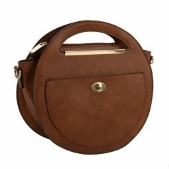 HANDBAG REPUBLIC Vienna80 Brown Mustard Circle Two Piece Handbag Set