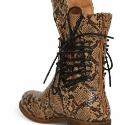 Mata Boots Milano Brown Snake Studded Side Lace Up Combat Boot