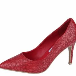 Weeboo Monica18 Red Textured Pointed Toe Pump Heel