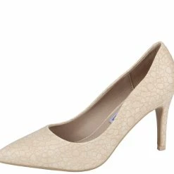 Weeboo What's New Monica18 Beige Textured Pointed Toe Pump Heel