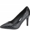 Weeboo Monica18 Black Textured Pointed Toe Pump Heel Shoes