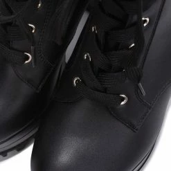 CAPE ROBBIN Boots Monik Black Lace Up Platform Lug Combat Boot