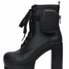 CAPE ROBBIN Boots Monik Black Lace Up Platform Lug Combat Boot