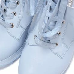 CAPE ROBBIN Monik Blue Lace Up Platform Lug Combat Boot Boots