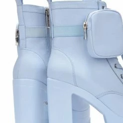 CAPE ROBBIN Monik Blue Lace Up Platform Lug Combat Boot Boots