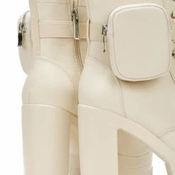 CAPE ROBBIN Monik Nude Lace Up Platform Lug Combat Boot