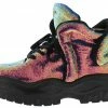 CAPE ROBBIN Magic Mile Black Holographic Lace Up Sneaker Boot