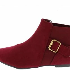QUPID Malibu16a Burgundy Pointed Toe Elastic Slip On Ankle Boot Boots