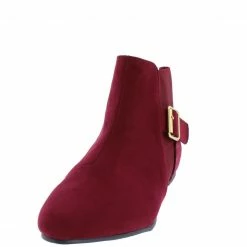 QUPID Malibu16a Burgundy Pointed Toe Elastic Slip On Ankle Boot Boots