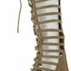 AMERICAN METTLE Boots Mangosteen3 Beige Suede Gladiator Knee High Lace Upboot