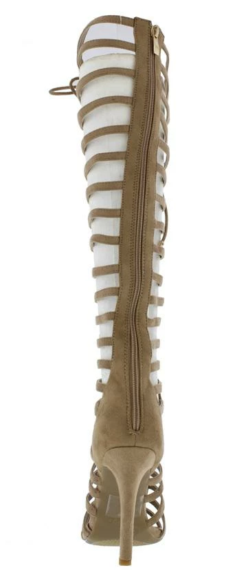 AMERICAN METTLE Boots Mangosteen3 Beige Suede Gladiator Knee High Lace Upboot 5 AMERICAN METTLE Boots Mangosteen3 Beige Suede Gladiator Knee High Lace Upboot