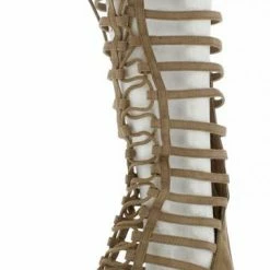 AMERICAN METTLE Boots Mangosteen3 Beige Suede Gladiator Knee High Lace Upboot