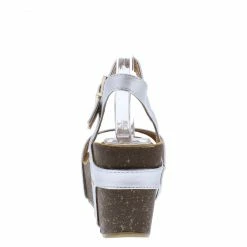 WESTWOOD Mara09 Silver Open Toe Slingback Ankle Strap Studded Wedge