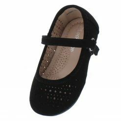 TOP GUY Margaret27a Black Round Toe Laser Cut Mary Jane Infant Kids Flat Little Princess