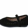 TOP GUY Margaret27a Black Round Toe Laser Cut Mary Jane Infant Kids Flat Little Princess