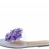 Liliana Dia120 Grey Bead Embellished Open Toe Mule Slide Sandal