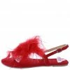Liliana Shoes Tricia078 Red Feather Open Toe Slingback Thong Sandal