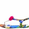 Liliana Shoes Isaiah096 Pink Multi Fuzzy Pom Pom Thong Ankle Strap Sandal