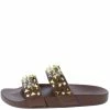 Liliana Shoes Diane077 Brown Studded Dual Strap Open Toe Flat Sandal