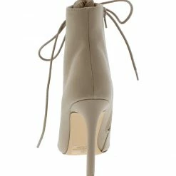 OIL J What's New Media Taupe Pointed Toe Lace Up Stiletto Ankle Boot