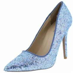 QUPID Milia97 Light Blue Multi Glitter Pointed Toe Stiletto Heel What's New