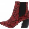 QUPID Milkway07a Red Black Snake Pu Women's Boot