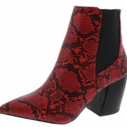 QUPID Milkway07a Red Black Snake Pu Women's Boot