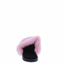 Liliana What's New Cloud121 Pink Faux Fur Open Toe Dual Strap Slide Sandal
