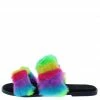 Liliana Cloud121 Rainbow 2 Faux Fur Open Toe Dual Strap Slide Sandal 2 Liliana Cloud121 Rainbow 2 Faux Fur Open Toe Dual Strap Slide Sandal
