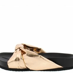 CAPE ROBBIN Moira35 Rose Gold Knotted Slide On Low Platform Sandal Shoes