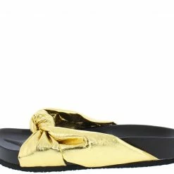 CAPE ROBBIN Moira35 Gold Knotted Slide On Low Platform Sandal