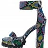 Liliana Fernanda211 Multi Snake Open Toe Platform Lug Heel