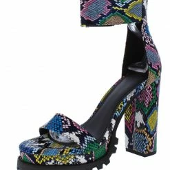 Liliana Fernanda211 Multi Snake Open Toe Platform Lug Heel