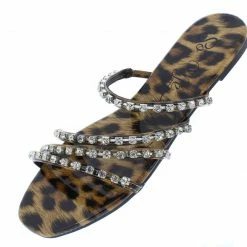 MACHI Naveah Leopard Rhinestone Strappy Open Toe Slide Sandal What's New
