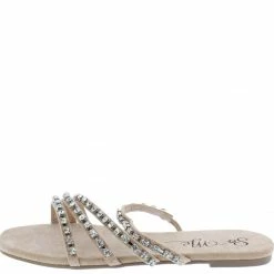 MACHI What's New Naveah Nude Rhinestone Strappy Open Toe Slide Sandal