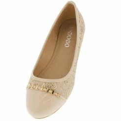 SUP Nana04 Apricot Chain Glitter Lace Flat