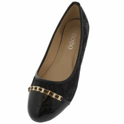 SUP Shoes Nana04 Black Chain Glitter Lace Flat