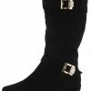 SUP Yvette139 Black Nubuck Multi Strap Diamond Quilted Calf Boot
