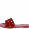 SUP Point08 Red Suede Rock Stud Open Toe Slide Sandal
