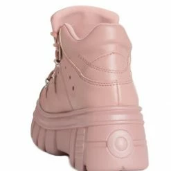 Liliana Tracy087 Mauve Lace Up Chunky Sneaker Boot Boots