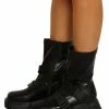 Mata What's New Panic Black Dual Buckle Chunky Lug Sole Boot